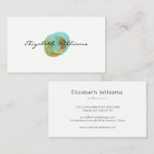 Faux Gold Blauwgroen Borstel Geschilderde Cirkelon Visitekaartje (Voorkant / Achterkant)