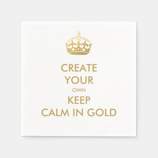 Faux Gold Blijf kalm en ga door met huwelijksfeest Servetten (Voorkant)