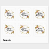 Faux Gold Bloemen Vrolijk Kerstfeest | Sticker Sea (Vel)