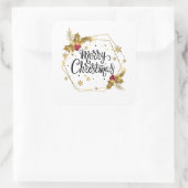 Faux Gold Bloemen Vrolijk Kerstfeest | Sticker Sea (Tas)