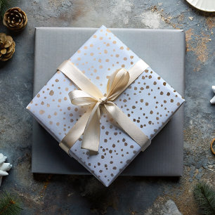  Faux Gold & Blue Spot Pattern Inpakpapier Vel