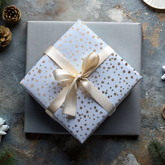  Faux Gold & Blue Spot Pattern Inpakpapier Vel