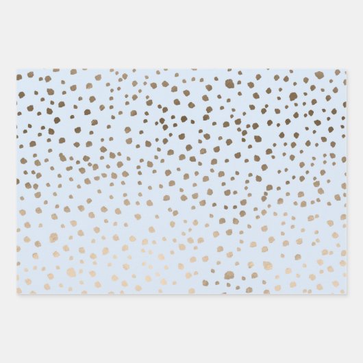  Faux Gold & Blue Spot Pattern Inpakpapier Vel (Voorkant 3)