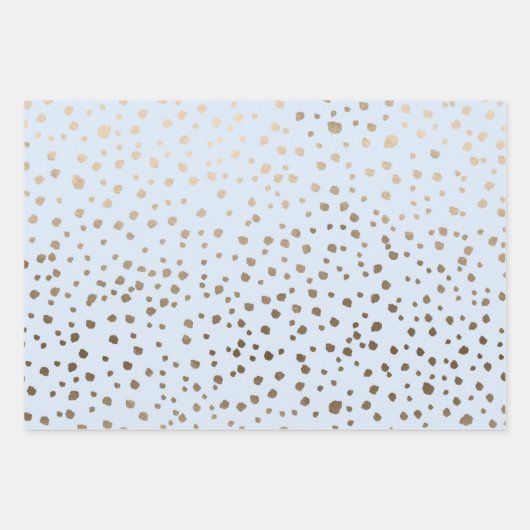  Faux Gold & Blue Spot Pattern Inpakpapier Vel (Voorkant 2)