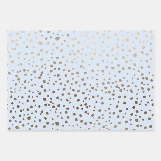  Faux Gold & Blue Spot Pattern Inpakpapier Vel (Voorkant)