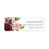FAUX GOLD BLUSH BURGUNDY ROOS FLORAL ADDRESS ETIKE ETIKET (Voorkant)