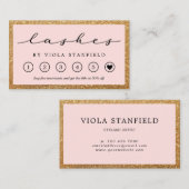 Faux Gold & Blush Pink Lashes Loyalty Kaart Visitekaartje (Voorkant / Achterkant)