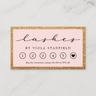 Faux Gold & Blush Pink Lashes Loyalty Kaart Visitekaartje