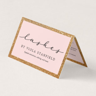 Faux Gold & Blush Pink wimpers nazorg Visitekaartje