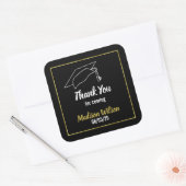 Faux Gold Border Afstuderen Dank u Vierkante Sticker (Envelop)