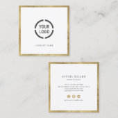 Faux Gold border douane bedrijf logo professional Vierkante Visitekaartje (Voorkant / Achterkant)