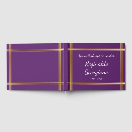 Faux Gold Border Funeral Memorial Guestbook Gastenboek (Volledig)
