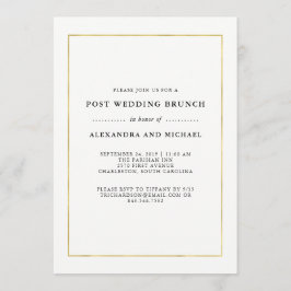 Faux Gold Border Post Bruiloft Brunch Kaart