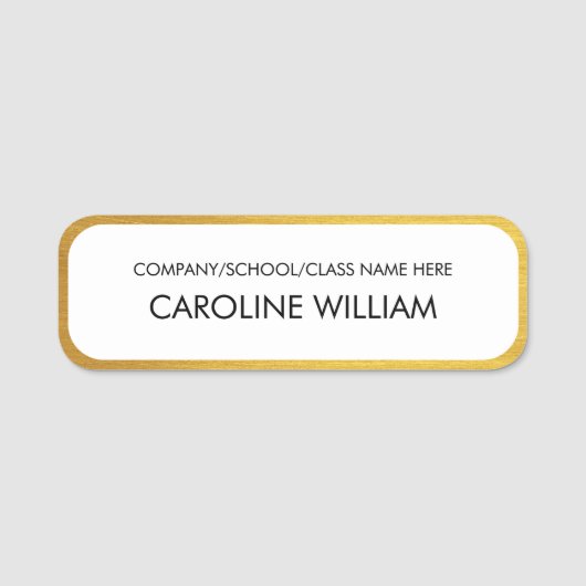 Faux Gold Border Simple Editable Custom Text Naamplaatje (Voorkant)