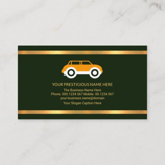 Faux Gold Borders Emerald Green Automobile Garage Visitekaartje (Achterkant)