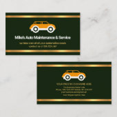 Faux Gold Borders Emerald Green Automobile Garage Visitekaartje (Voorkant / Achterkant)