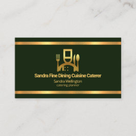 Faux Gold Borders Emerald Green Catering Visitekaartje