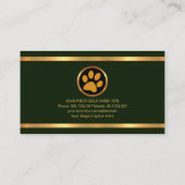 Faux Gold Borders Emerald Green Pet Zitting Visitekaartje (Achterkant)