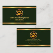 Faux Gold Borders Emerald Green Pet Zitting Visitekaartje (Voorkant / Achterkant)
