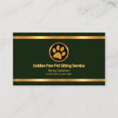 Faux Gold Borders Emerald Green Pet Zitting Visitekaartje (Voorkant)