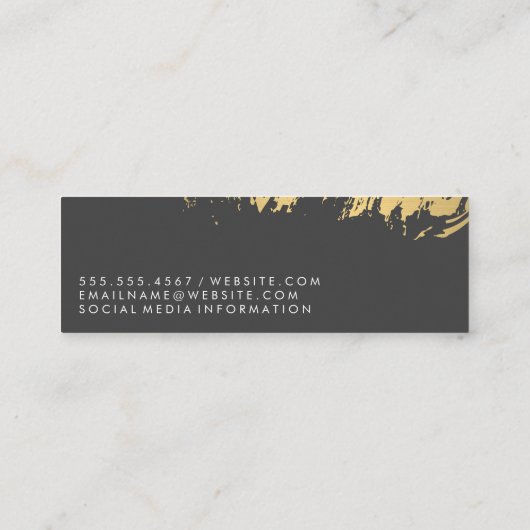 Faux Gold Borhed White Grey/Paper Texture Mini Visitekaartje (Achterkant)