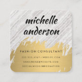 Faux Gold Borhed White Texture Vierkante Visitekaartje (Voorkant)