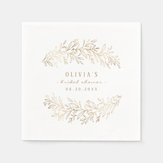 faux gold botanical foliage vrijgezellenfeest part servet (Voorkant)