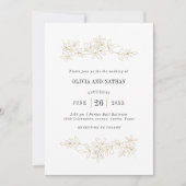 Faux Gold Botanical Line Tekeningen | Weddenschap Kaart (Voorkant)