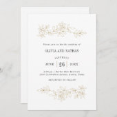 Faux Gold Botanical Line Tekeningen | Weddenschap Kaart (Voorkant / Achterkant)