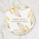 Faux Gold Botanical met Liefde en Naam Vakantie Bedankjes Labels (Achterkant)