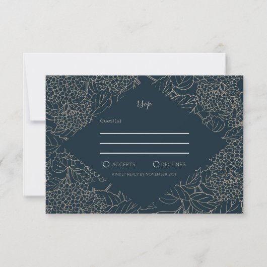 Faux Gold Botanisch Lijst Weddin RSVP (Voorkant)