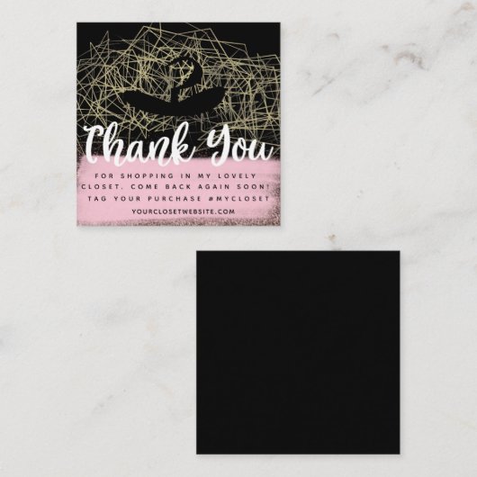 Faux Gold Boutique Hanger Closet Business Vierkante Visitekaartje (Voorkant / Achterkant)