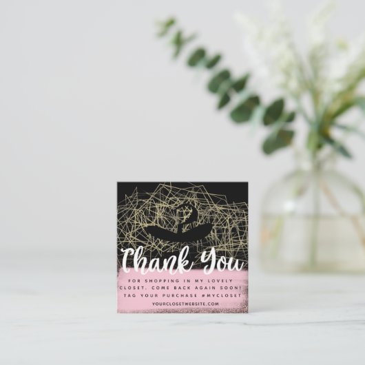 Faux Gold Boutique Hanger Closet Business Vierkante Visitekaartje (Staand voorkant)