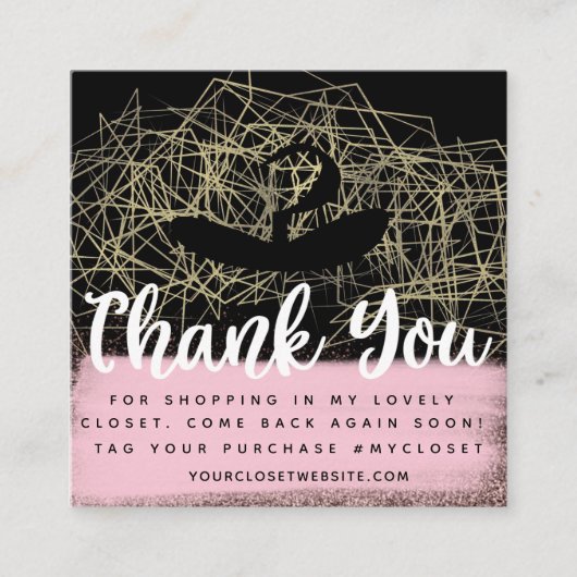 Faux Gold Boutique Hanger Closet Business Vierkante Visitekaartje (Voorkant)