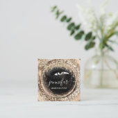 Faux Gold Boutique Makeup Lashes QRCode Lash Black Vierkante Visitekaartje (Staand voorkant)