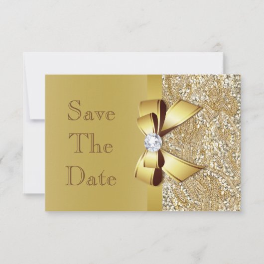 Faux Gold Bow Diamonds redden het Baby shower op d Save The Date (Voorkant)