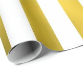 Faux Gold Bronze White - verticale strepen gestrip Cadeaupapier (Rol Hoek)