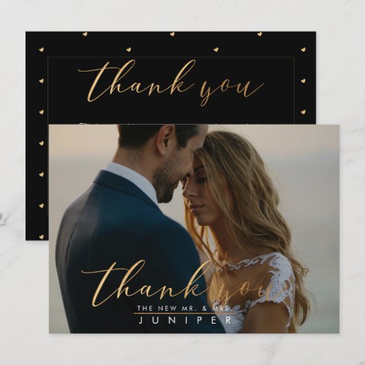 Faux Gold Brush Script Foto Dank u Kaarten (Voorkant / Achterkant)