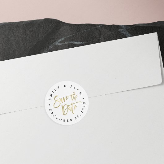 Faux Gold Brush Sla de datum op Ronde Sticker