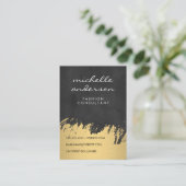 Faux Gold Brushed Black Lush texture Visitekaartje (Staand voorkant)