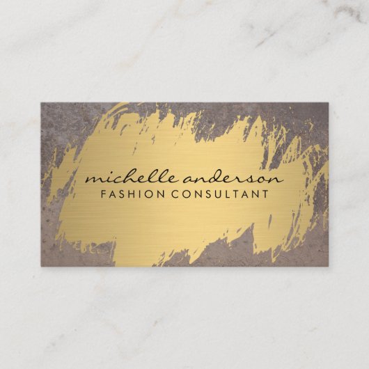 Faux Gold Brushed | Donker gerustd metaal Visitekaartje (Voorkant)