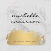 Faux Gold Brushed Lux Marble Vierkante Visitekaartje (Voorkant)