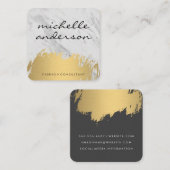 Faux Gold Brushed Lux Marble Vierkante Visitekaartje (Voorkant / Achterkant)