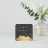 Faux Gold Brushed | Marmer Vierkante Visitekaartje (Staand voorkant)