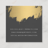 Faux Gold Brushed Monogram | Houtkorrels Vierkante Visitekaartje (Achterkant)