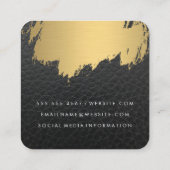 Faux Gold Brushed Monogram Leder Vierkante Visitekaartje (Achterkant)