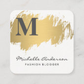 Faux Gold Brushed Monogram | Stijlvol Vierkante Visitekaartje (Voorkant)