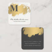 Faux Gold Brushed Monogram | Stijlvol Vierkante Visitekaartje (Voorkant / Achterkant)