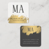 Faux Gold Brushed Monogram | Variatie Vierkante Visitekaartje (Voorkant / Achterkant)
