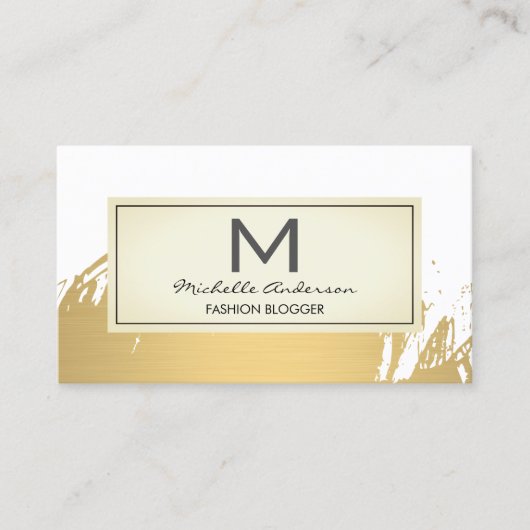 Faux Gold Brushed Monogram Visitekaartje (Voorkant)
